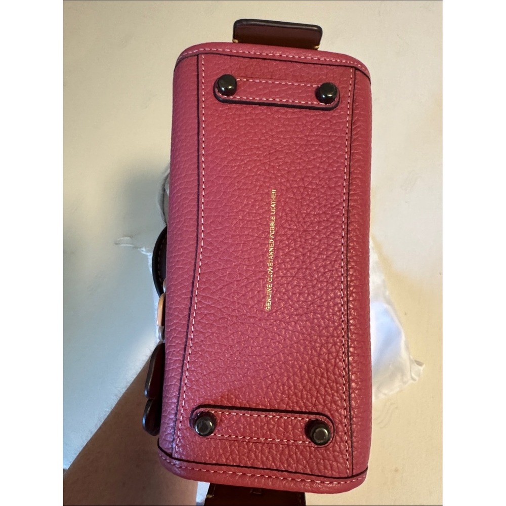 Coach Rogue 20 Magenta Pink Glovetanned Leather Tea Rose Floral Bag CH586 NEW - Picture 8 of 9